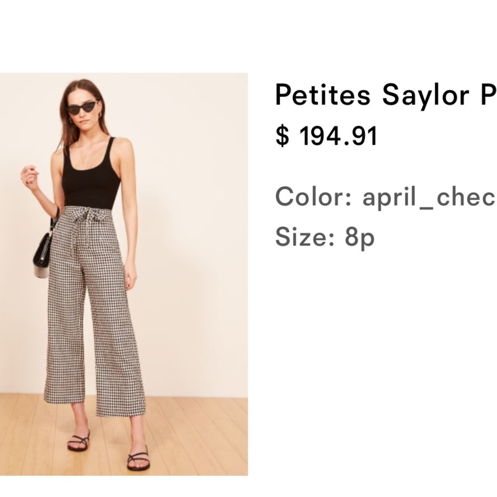 Reformation Checkered Wide Leg Pants
